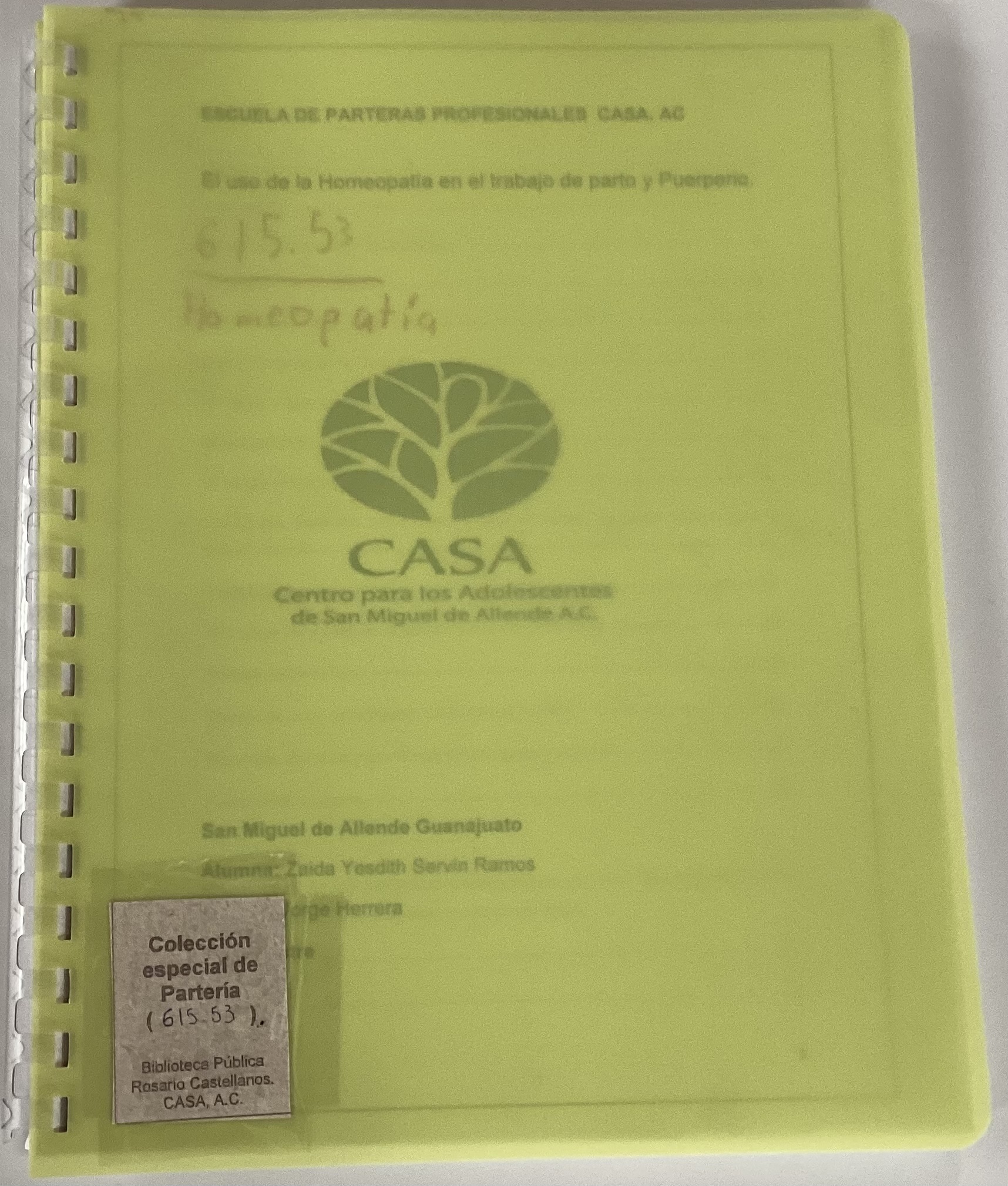 Portada de El uso de la homeopatía en el trabajo de parto y puerperio