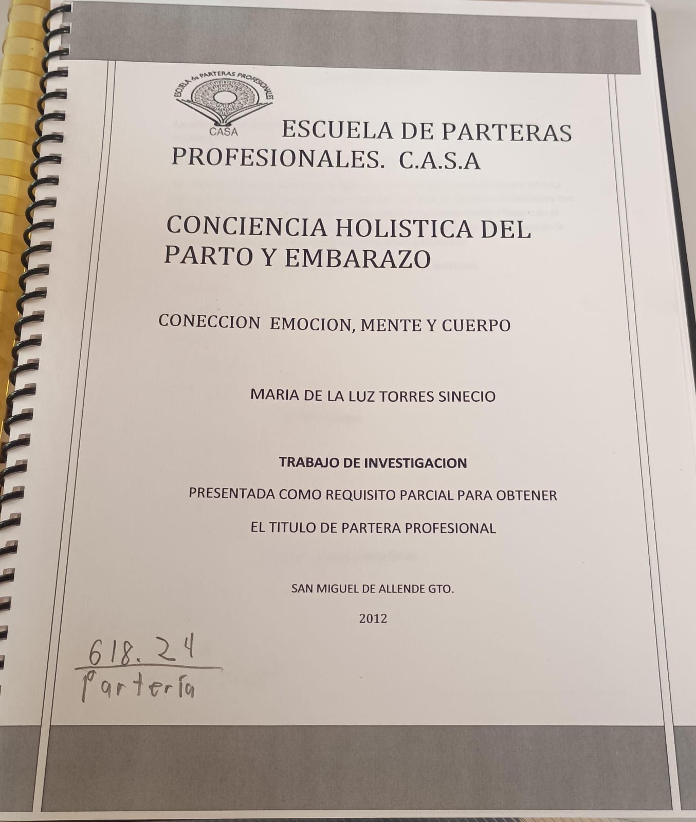 Portada de Conciencia holistica del parto y embarazó